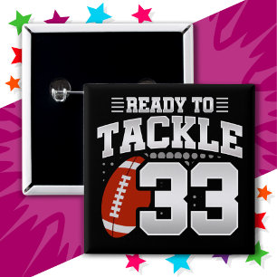 33 Year Old Tackle Football Party 33rd Birthday Button