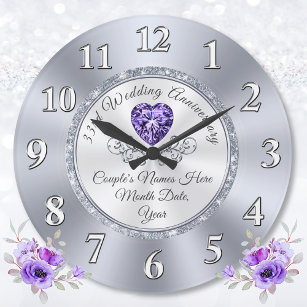 33 Year Wedding Anniversary Traditional Gift,  Large Clock