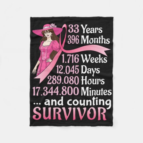 33 Years &amp;#; 6 Months And Counting Breast Cancer S Fleece Blanket