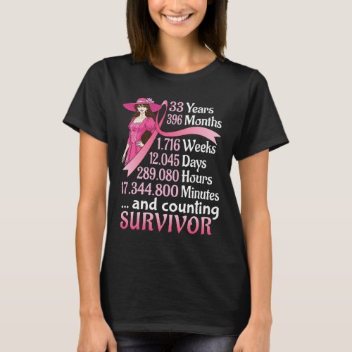 33 Years &amp;#; 6 Months And Counting Breast Cancer S T-Shirt