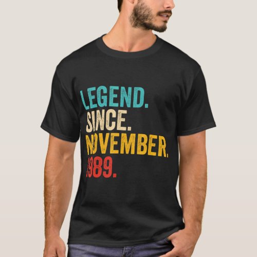 33 Years Old  33rd Birthday Legend Since November  T_Shirt