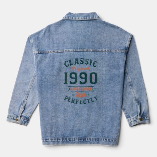 33 Years Old   Classic 1990 Men Women 33rd Birthda Denim Jacket