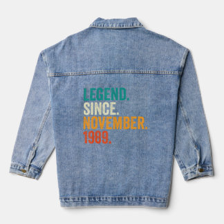 33 Years Old Legend Since November 1989 33rd Birt Denim Jacket