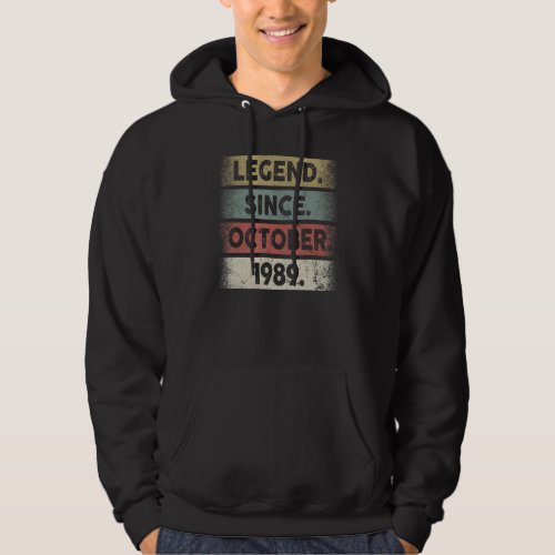 33 Years Old  Legend Since October 1989 33rd Birth Hoodie