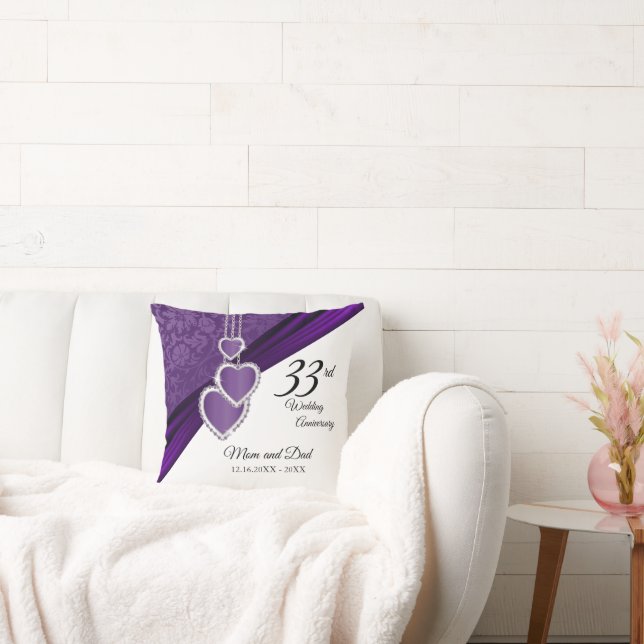 33rd / 47th / 6th Amethyst Wedding Anniversary Throw Pillow (Couch)