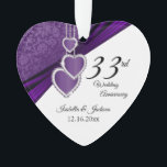 33rd  / 6th Amethyst Purple Anniversary Keepsake Ornament<br><div class="desc">33rd / 6th Amethyst Purple Wedding Anniversary Keepsake Design Ornament. ⭐This Product is 100% Customizable. Graphics and / or text can be added, deleted, moved, resized, changed around, rotated, etc... 99% of my designs in my store are done in layers. This makes it easy for you to resize and move...</div>