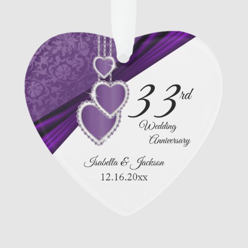 33rd   6th Amethyst Purple Anniversary Keepsake Ornament
