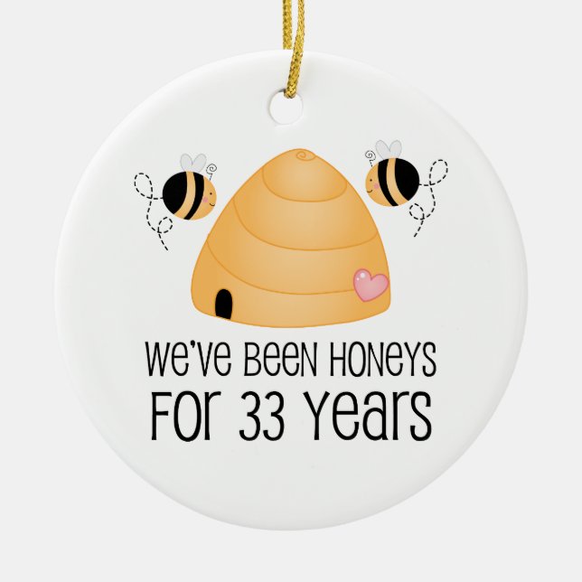 33rd Anniversary Couple Gift Ceramic Ornament (Front)