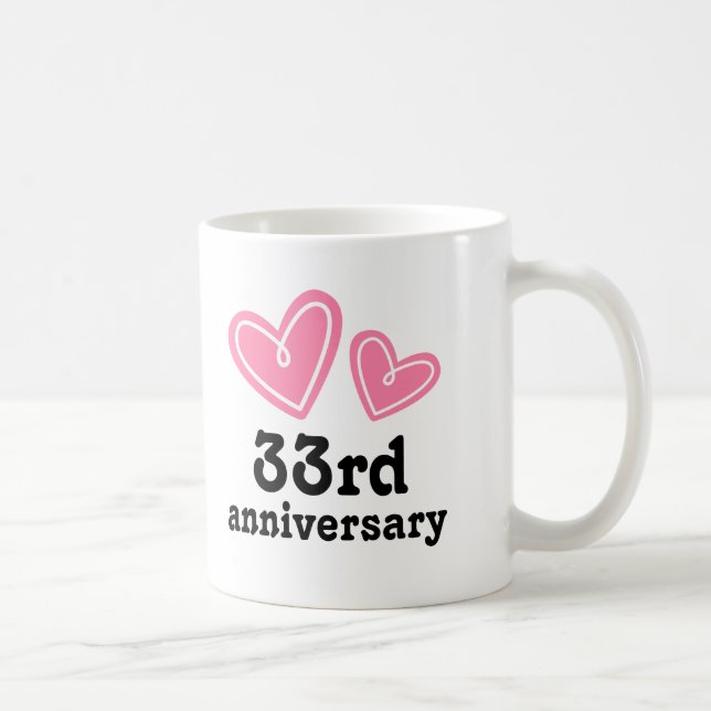 33rd Anniversary Gift Hearts Coffee Mug (Right)