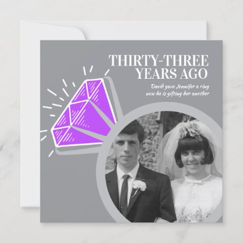 33rd anniversary party amethyst ring two photos invitation