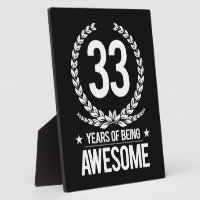 https://rlv.zcache.com/33rd_birthday_33_years_of_being_awesome_plaque-rc8347c39c3f44db1854ef30dc4b290ad_arn39_8byvr_200.jpg?rcd=63769633057