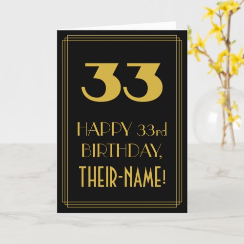 33rd Birthday  Art Deco Inspired Look 33  Name Card