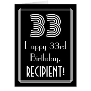 33rd Birthday — Art Deco Inspired Look “33” + Name Card