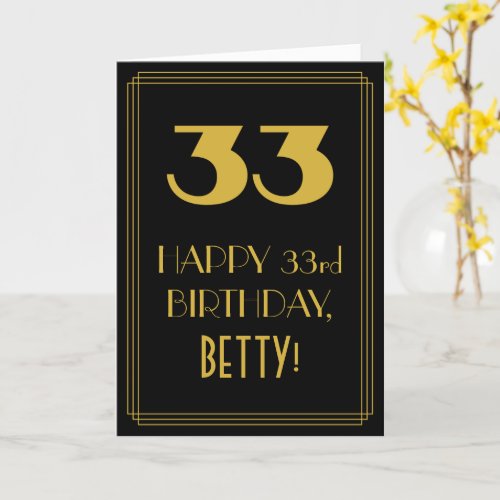 33rd Birthday  Art Deco Inspired Look 33  Name Card