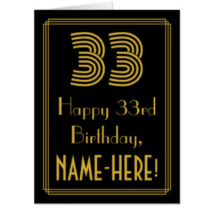 33rd Birthday: Art Deco Inspired Look “33” + Name Card