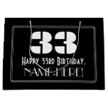 [ Thumbnail: 33rd Birthday ~ Art Deco Inspired Look "33" + Name Gift Bag ]