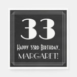 [ Thumbnail: 33rd Birthday ~ Art Deco Inspired Look "33", Name Napkins ]