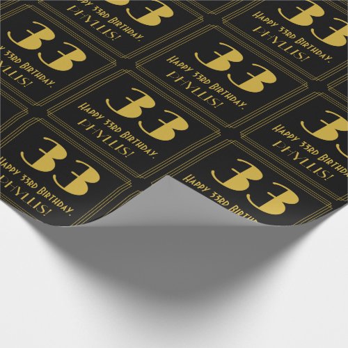 33rd Birthday  Art Deco Inspired Look 33 Name Wrapping Paper