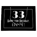 [ Thumbnail: 33rd Birthday: Art Deco Inspired Style "33", Name Gift Bag ]