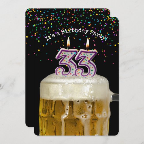 33rd Birthday Beer Party Invitation