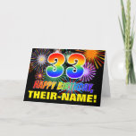 [ Thumbnail: 33rd Birthday: Bold, Fun, Fireworks, Rainbow 33 Card ]