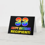 [ Thumbnail: 33rd Birthday: Bold, Fun, Simple, Rainbow 33 Card ]
