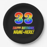 [ Thumbnail: 33rd Birthday: Bold, Fun, Simple, Rainbow 33 Paper Plates ]