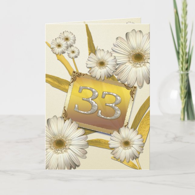 33rd Birthday card with daisies. (Front)