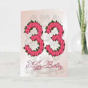 33rd birthday card with roses and leaves