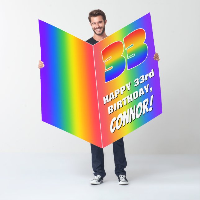 33rd Birthday: Colorful, Fun Rainbow Pattern # 33 Card (In Situ)