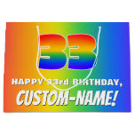 [ Thumbnail: 33rd Birthday: Colorful, Fun Rainbow Pattern # 33 Gift Bag ]