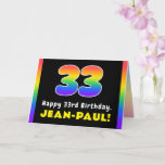 [ Thumbnail: 33rd Birthday: Colorful Rainbow # 33, Custom Name Card ]