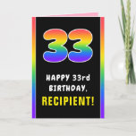 [ Thumbnail: 33rd Birthday: Colorful Rainbow # 33, Custom Name Card ]