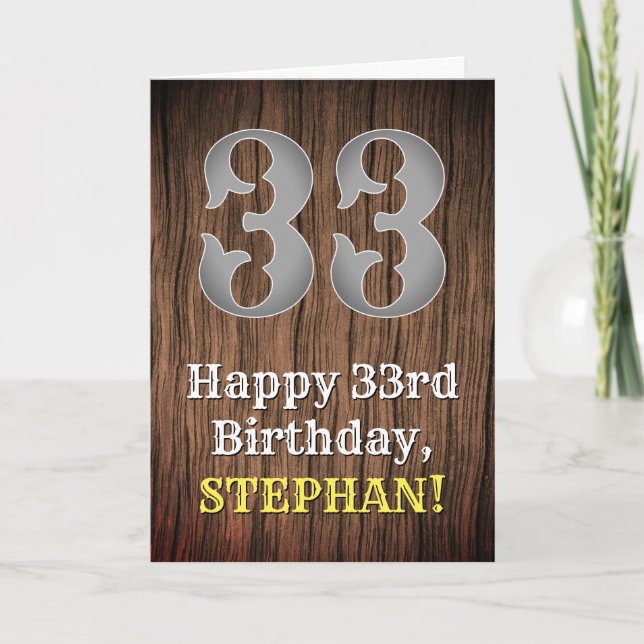 33rd Birthday: Country Western Inspired Look, Name Card (Front)