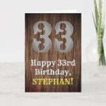 [ Thumbnail: 33rd Birthday: Country Western Inspired Look, Name Card ]