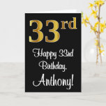 [ Thumbnail: 33rd Birthday ~ Elegant Luxurious Faux Gold Look # Card ]
