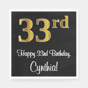 33rd Birthday ~ Elegant Luxurious Faux Gold Look # Napkins