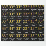 [ Thumbnail: 33rd Birthday: Elegant Luxurious Faux Gold Look # Wrapping Paper ]