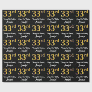 33rd Birthday: Elegant Luxurious Faux Gold Look # Wrapping Paper
