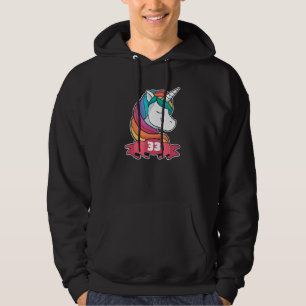 33rd Birthday For Girls Theme Unicorn Girl Hoodie