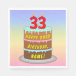 [ Thumbnail: 33rd Birthday: Fun Cake and Candles + Custom Name Napkins ]