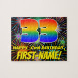 [ Thumbnail: 33rd Birthday: Fun, Colorful Celebratory Fireworks Jigsaw Puzzle ]