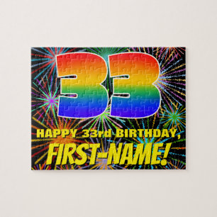 33rd Birthday: Fun, Colorful Celebratory Fireworks Jigsaw Puzzle
