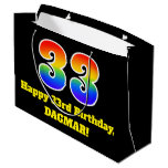 [ Thumbnail: 33rd Birthday ~ Fun, Colorful, Vibrant, Rainbow 33 Gift Bag ]