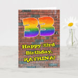 [ Thumbnail: 33rd Birthday: Fun Graffiti-Inspired Rainbow 33 Card ]