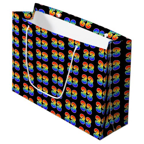 33rd Birthday Fun Rainbow Event Number 33 Pattern Large Gift Bag