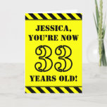 [ Thumbnail: 33rd Birthday: Fun Stencil Style Text, Custom Name Card ]