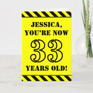 33rd Birthday: Fun Stencil Style Text, Custom Name Card
