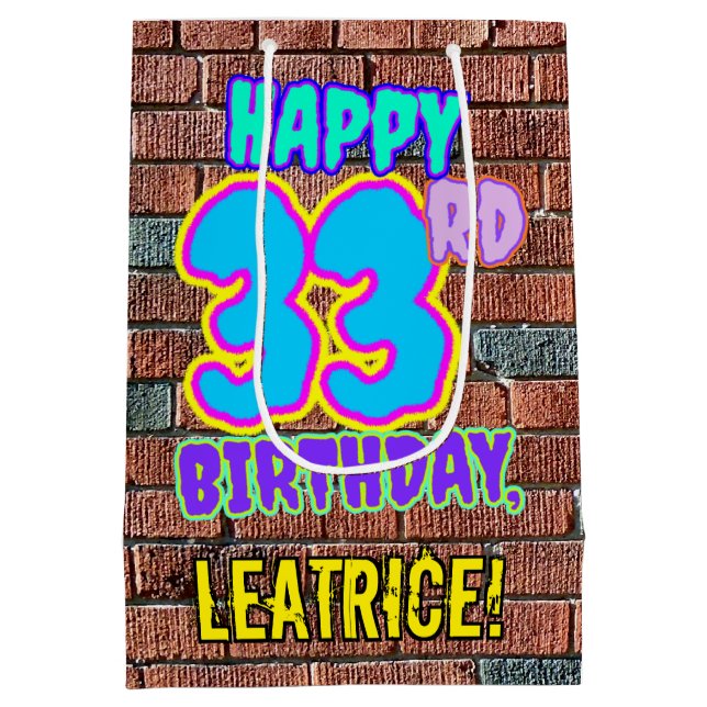 33rd Birthday: Fun, Urban Graffiti Inspired Look Medium Gift Bag (Back)