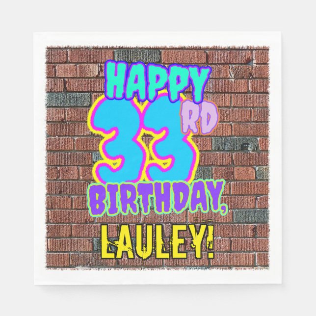 33rd Birthday ~ Fun, Urban Graffiti Inspired Look Napkins (Front)